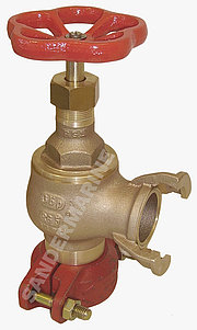 Landing valve with screwed bonnet angle-type 90° with clamp coupling Victaulic / Groove lock and with integrally cast coupling type Guillemin