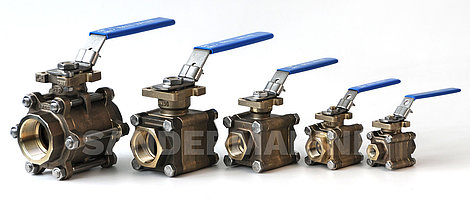 3-part ball valves, screwed ends made of copper-aluminium-alloy CuAl10 Ni