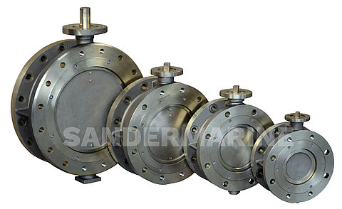 Butterfly valve double flanged type made of aluminium bronze, eccentric and doubleeccentric design