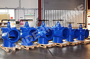 Stop valves DN 400 / DN 600 angle type, material: nodular cast iron with innerparts stainless steel