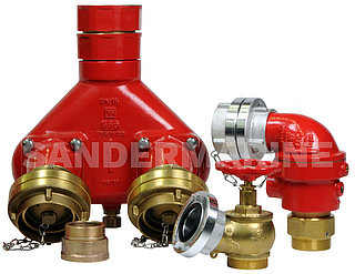 Building supply fittings for dry riser mains equipment: Building supply fitting, Landing valve and mounting nut, gunmetal